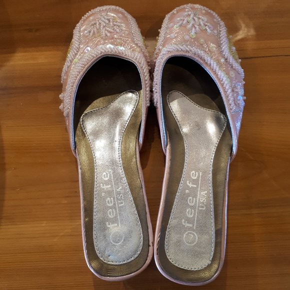 Mules - Size 7 - Light pink with beautiful beadwork - Picture 3 of 4